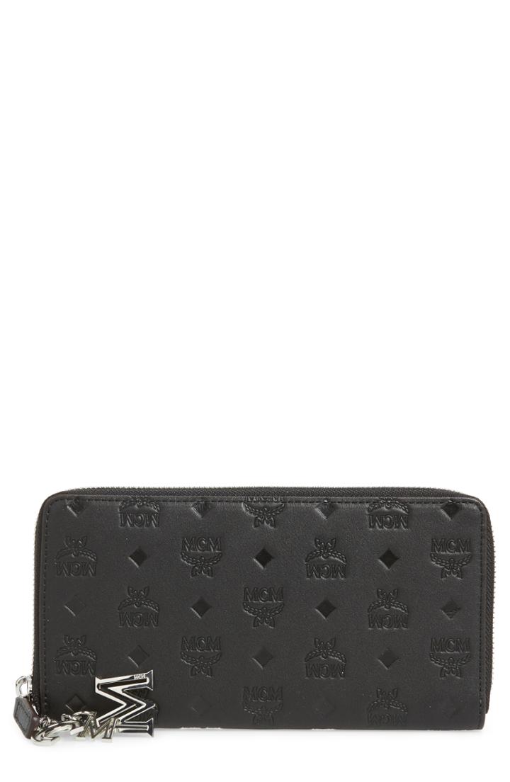 Women's Mcm Klara Leather Zip Wallet - Black