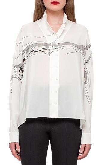 Women's Akris Goodwood Print Silk Blouse