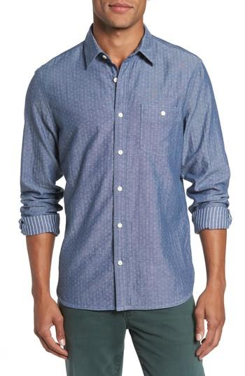 Men's Nordstrom Men's Shop Trim Fit Utility Duofold Sport Shirt - Blue