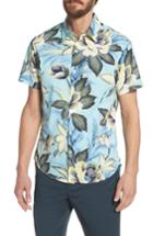 Men's Bonobos Riviera Slim Fit Floral Print Sport Shirt, Size R - Blue