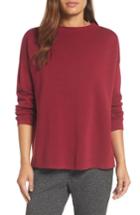 Women's Eileen Fisher Mock Neck Box Silk & Organic Cotton Sweater - Red