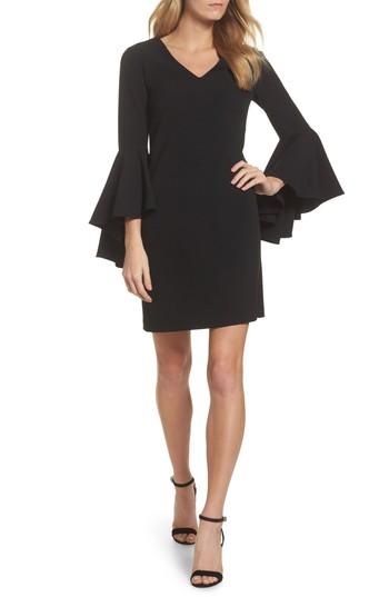 Women's Eliza J Bell Sleeve Crepe Shift Dress - Black