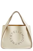 Stella Mccartney Medium Perforated Logo Faux Leather Tote - White