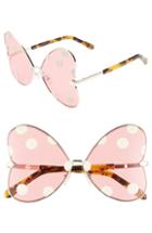 Women's Karen Walker X Disney Minnie Mouse Bow Heart 63mm Sunglasses - Pink White Spot/ Havana