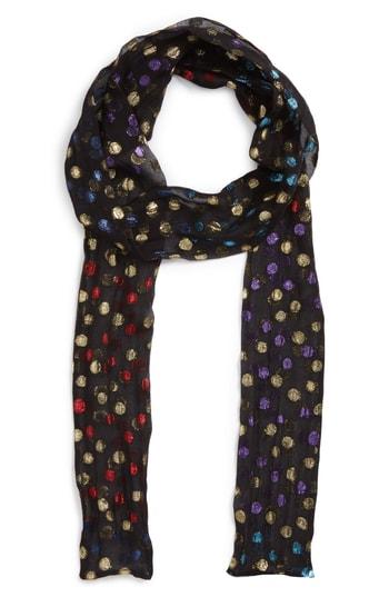 Women's Saint Laurent Metallic Polka Dots Silk Skinny Scarf