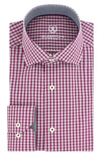 Men's Bugatchi Trim Fit Plaid Dress Shirt .5 - Red