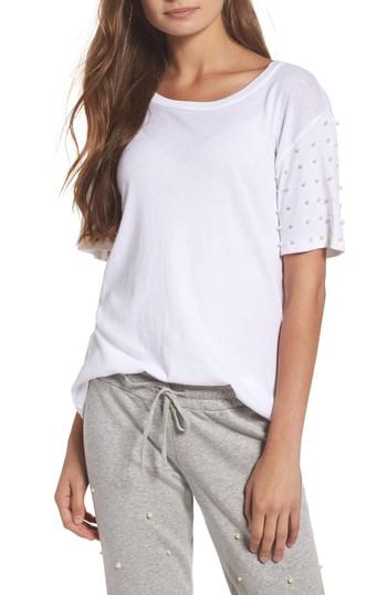 Women's Michael Lauren Hall Vintage Imitation Pearl Embellished Tee - White