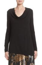 Women's Lafayette 148 New York Asymmetrical Cowl Neck Sweater - Black