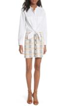 Women's Veronica Beard Aurelia Mixed Media Shirtdress - Ivory