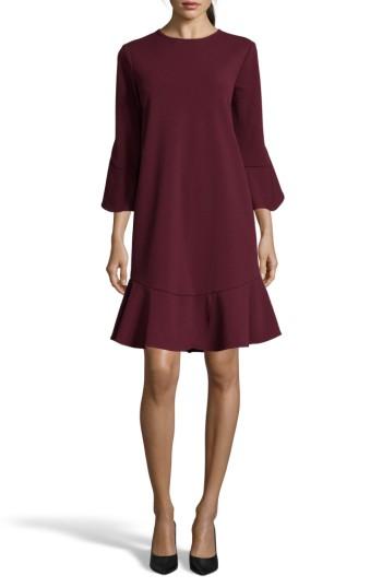 Women's Eci Ruffle Bell Sleeve Shift Dress - Burgundy