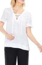 Women's Two By Vince Camuto Lace-up Linen Blouse - White