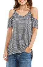 Women's Two By Vince Camuto Studio Stripe Knit Cold Shoulder Top