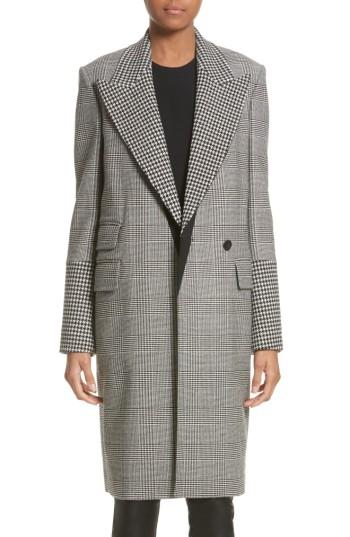 Women's Stella Mccartney Houndstooth & Glen Plaid Coat Us / 36 It - Black