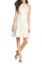 Women's Morgan & Co. Sheer Inset Lace Fit & Flare Dress /2 - Ivory