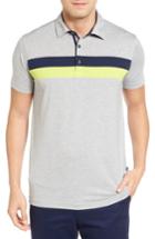 Men's Bobby Jones Ace Chest Stripe Jersey Golf Polo - Grey
