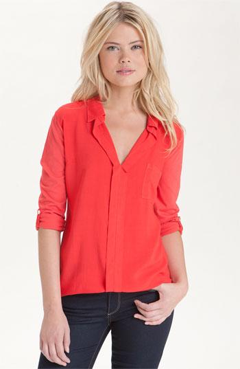 Splendid Mixed Media Shirt Paprika Medium