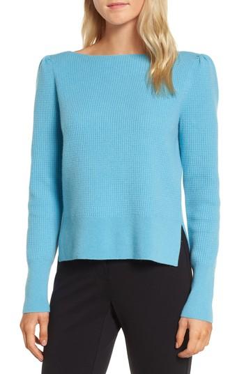 Women's Nordstrom Signature Waffle Stitch Cashmere Sweater - Blue/green