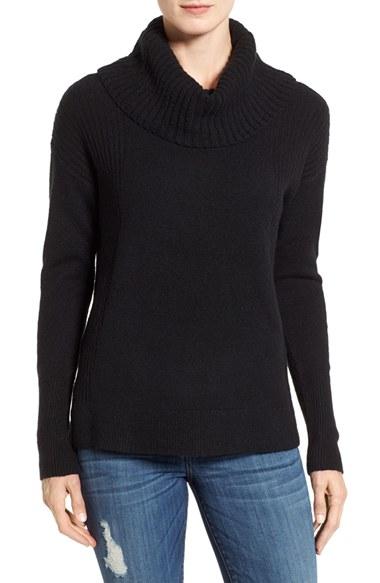 Women's Caslon Cozy Rib Detail Relaxed Turtleneck