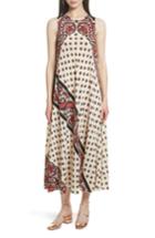 Women's Red Valentino Print Silk Midi Dress Us / 38 It - Red