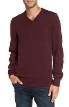 Men's 1901 V-neck Cotton Blend Sweater, Size - Burgundy