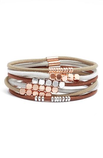 Berry Set Of 6 Beaded Ponytail Holders, Size - Brown