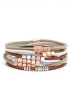 Berry Set Of 6 Beaded Ponytail Holders, Size - Brown
