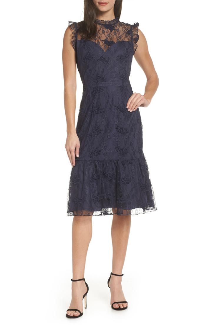 Women's Chelsea28 Lace Ruffle Hem Dress - Blue