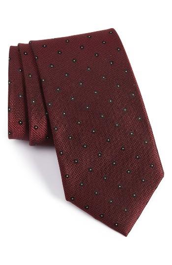 Men's Calibrate Handmade Dot Silk Tie, Size - Red