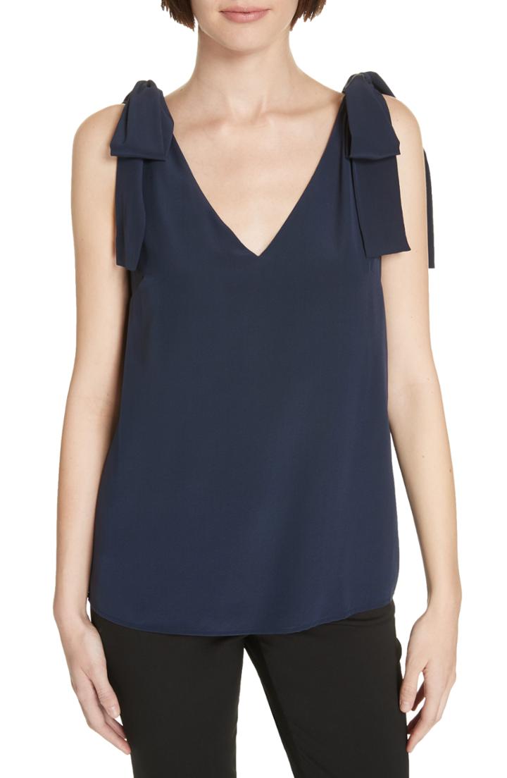 Women's Tory Burch Bow Sleeveless Silk Top - Blue