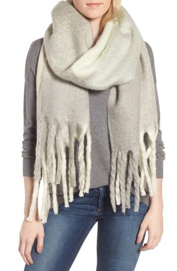 Women's Free People Cameron Plaid Fringe Scarf, Size - Blue