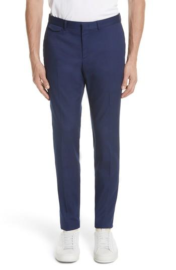 Men's Z Zegna Flat Front Stretch Cotton Trousers Us / 48 Eu R - Blue