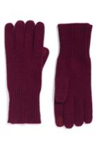 Women's Halogen Rib Knit Cashmere Gloves, Size - Purple