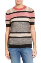 Women's Halogen Stripe Open Stitch Sweater - Brown