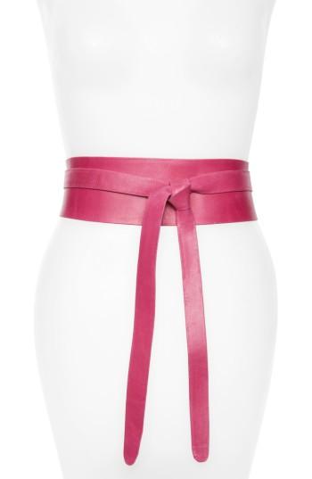 Women's Ada Handmade Leather Wrap Belt, Size - Fuchsia