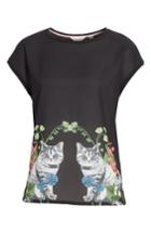 Women's Ted Baker London Bleue Florence Woven Front Tee - Black