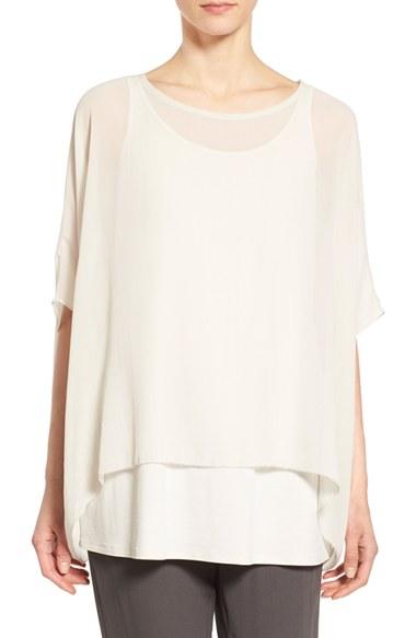 Women's Eileen Fisher Sheer Silk Georgette Top