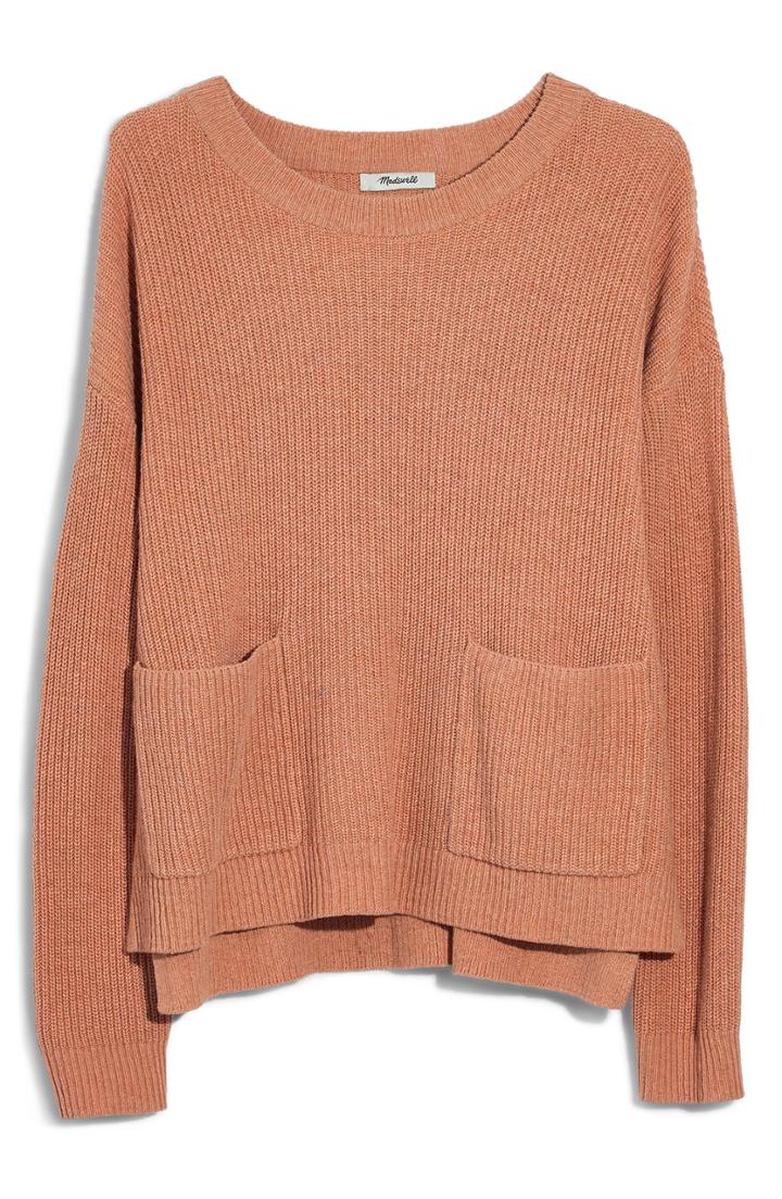 Women's Madewell Patch Pocket Pullover Sweater, Size - Brown