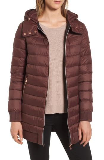 Women's Bernardo Hooded Packable Down & Primaloft Coat - Red