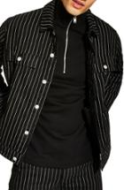 Men's Topman Pinstripe Oversize Denim Jacket - Black