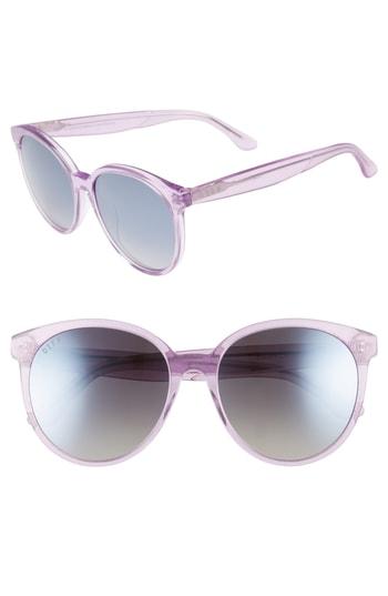 Women's Diff Cosmo 56mm Polarized Round Sunglasses - Amethyst Glitter/ Smoke