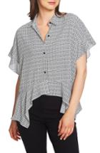Women's 1.state Mini Houndstooth High/low Blouse, Size - Green