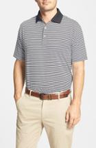 Men's Peter Millar 'competition' Stripe Stretch Microfiber Golf Polo - Black