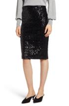 Women's Halogen Sequin Pencil Skirt, Size - Black
