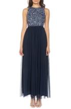 Women's Lace & Beads Picasso Embellished Bodice Maxi Dress - Blue