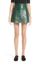 Women's Valentino Scallop Detail Leather Miniskirt - Green