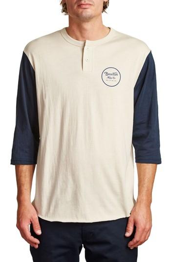 Men's Brixton Wheeler Three-quarter Sleeve Henley - Ivory