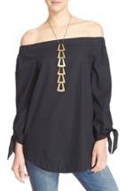 Women's Free People 'show Me Some Shoulder' Off The Shoulder Cotton Blouse - Black