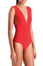 Women's J.crew Plunge V-neck One-piece Swimsuit - Red
