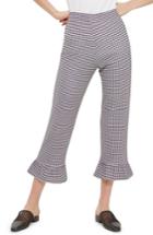 Women's Topshop Gingham Ruffle Capri Trousers Us (fits Like 6-8) - Black