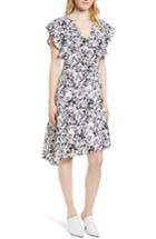 Women's Lewit Floral Asymmetrical Stretch Silk Dress - White